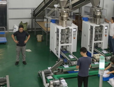 Giải pháp dây chuyền trọn gói máy đóng gói muối Tốc độ cao VFFS và Tích hợp đóng bao miệng hở